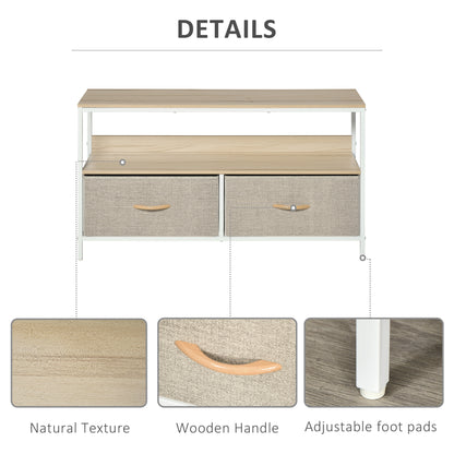 TV Stand Cabinet with 2 Foldable Drawers - Maple Colour