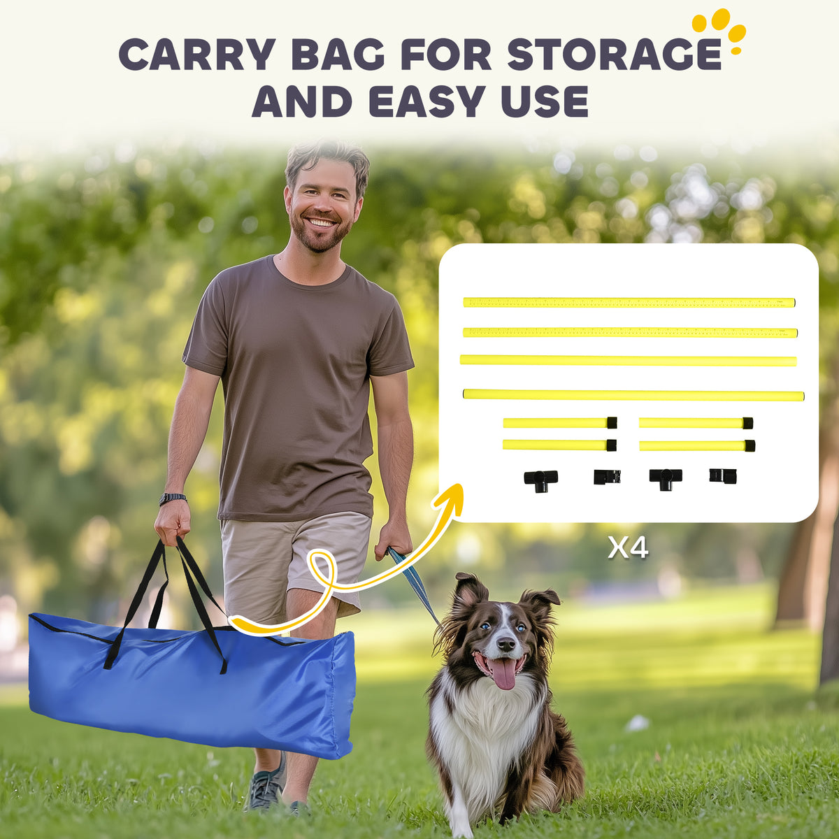4 Pieces Dog Agility Training Equipment, Adjustable Height Jumps Hurdle with Carrying Bag for Outdoor