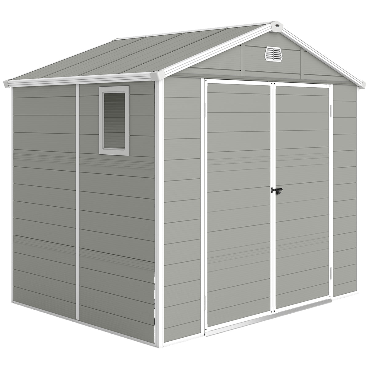 7.9ft x 6.2ft Aluminium Frame Rust Resistance Waterproof Shed, with Galvanised Foundation - Light Grey