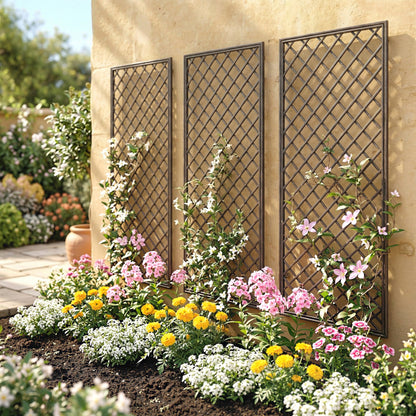 Garden Trellis, Decorative Trellis Panels for Climbing Outdoor Plants, Natural Wood Finish