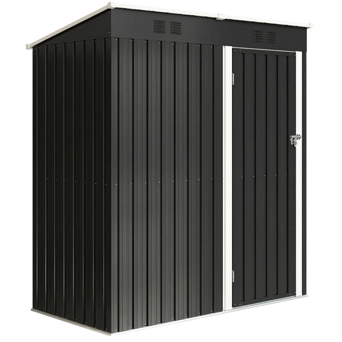 5 x 3 ft Lean-to Garden Shed, Outdoor Storage Shed with Lockable Door and Vents