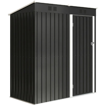 5 x 3 ft Lean-to Garden Shed, Outdoor Storage Shed with Lockable Door and Vents