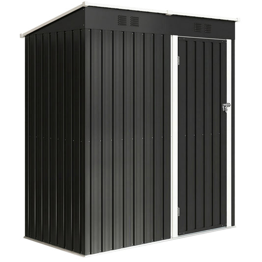 5 x 3 ft Lean-to Garden Shed, Outdoor Storage Shed with Lockable Door and Vents
