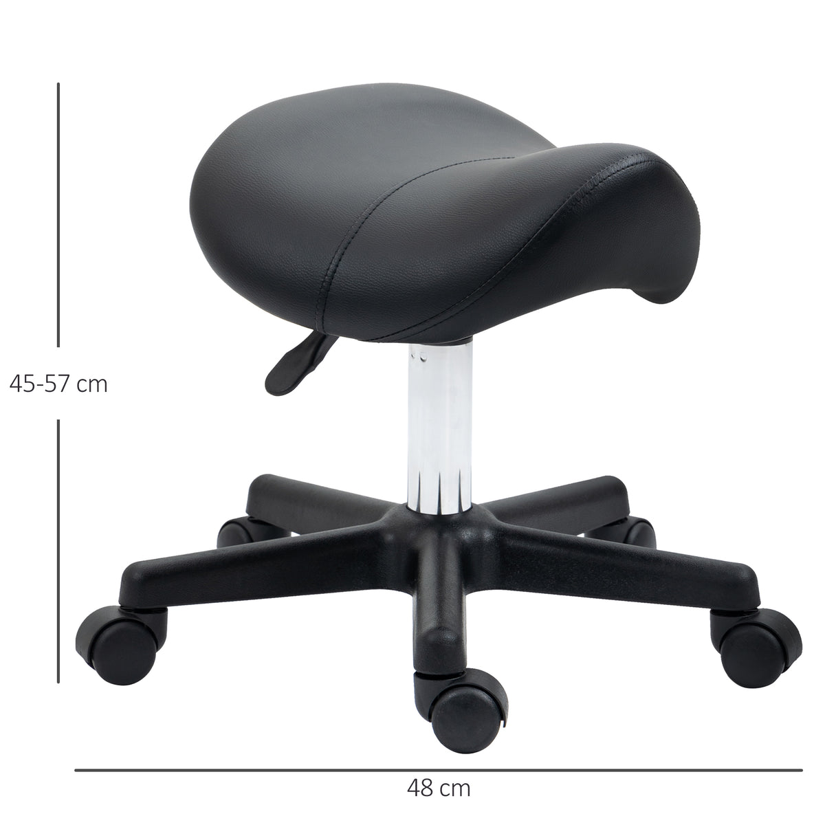 Saddle Stool, PU Leather Adjustable Rolling Salon Chair with Steel Frame for Massage, Spa, Beauty and Tattoo