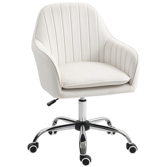 Velvet-Feel Office Chair with Adjustable Height and Wheels