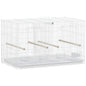 Bird Cage with Divider, 4 Wooden Perches, Slide Out Tray, 4 Feeders, for Budgie, Lovebird, Canary, 76 x 46 x 46cm, White