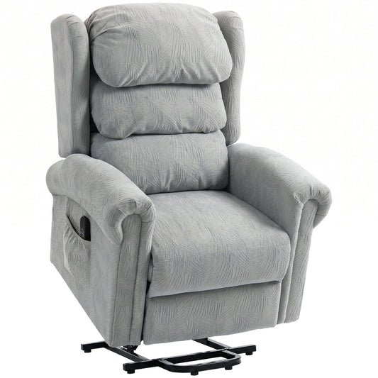 Velvet-Feel Electric Riser Recliner Chair - Grey