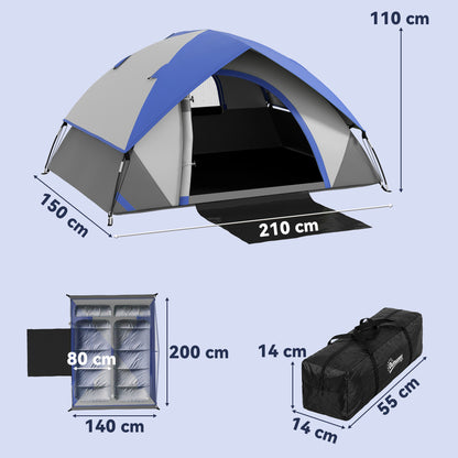 Two Man Single Room Dome Tent, with Accessories