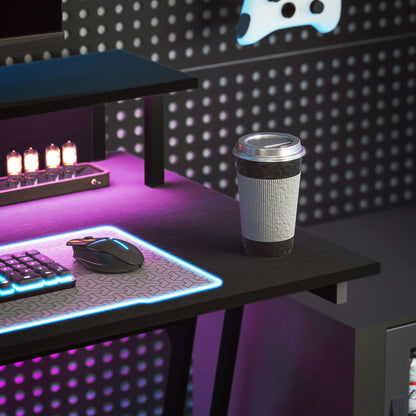 Two-Level LED Gaming Desk