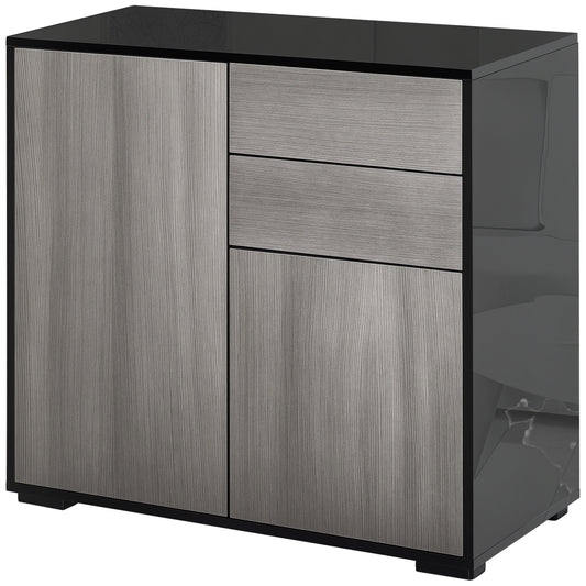 High Gloss Frame Sideboard, Push-Open Design with 2 Drawer for Living Room, Bedroom, 74H x 79W x 36Dcm