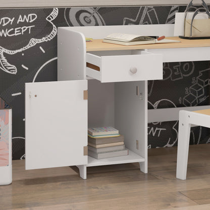 Kids Desk and Chair Set for 3-6 Years with Storage Drawer, Study Table and Chair for Children - White