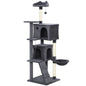 160cm Large Cat Tree Tower with Sisal Scratching Posts, Condos, Plush Perches, Hammock, Ladder, Dark Grey