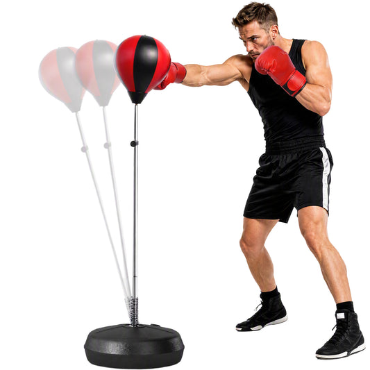 Punching Bag with Stand, 126-144 cm Height Adjustable Boxing Set Free Standing Speed Bag with Gloves and Air Pump for Teenagers Home Gym Workout
