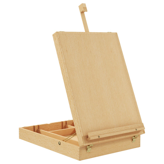 Wooden Table Easel Box Hold Canvas up to 61cm, Adjustable Beechwood Storage Table Box Easel, Portable Folding Artist Drawing & Sketching Board for Adults, Beginners, Artists Painting