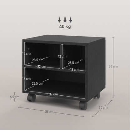 Three-Compartment Printer Cabinet, with Wheels