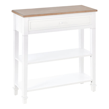 Console Table Hallway Side Desk 1 Drawer 2 Shelves Worktop Handle Retro Style Home Display Storage for Bedroom Livingroom