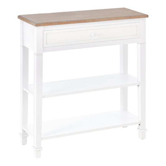Console Table Hallway Side Desk 1 Drawer 2 Shelves Worktop Handle Retro Style Home Display Storage for Bedroom Livingroom