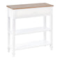 Console Table Hallway Side Desk 1 Drawer 2 Shelves Worktop Handle Retro Style Home Display Storage for Bedroom Livingroom