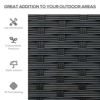 2 Seater Poly Rattan Garden Bench, All Weather Wicker Garden Loveseat, Outdoor Seating Bench with 240 Load Capacity, Backrest and Armrests for Patio, Terrace, Balcony