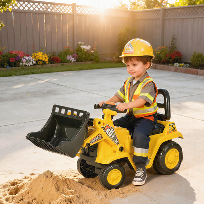 Ride On Tractor, 3 in 1 Ride On Excavator Toy, Toddler Digger Bulldozer with Storage, Pretend Play Construction Truck, NO POWER for 18-48 Months, Yellow
