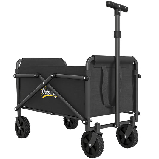 62L Festival Trolley on Wheels, Portable Small Folding Trolley Cart, 60kg Heavy Duty Collapsible Foldable Wagon with Adjustable Handle and Carrying Bag for Beach, Camping, Garden