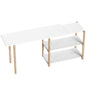 Computer Desk with Storage Shelves Modern Writing Desk Bamboo Frame for Home Office 150 cm White and Oak