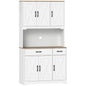 175 cm Tall Kitchen Pantry Cabinet with Microwave Stand, Freestanding Pantry Cupboard, White
