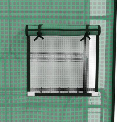 Greenhouse Cover Replacement Walk-in PE Hot House Cover with Roll-up Door and Windows, 140 x 143 x 190cm