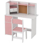 Kids Desk and Chair Set Storage Shelves Kids Desk Adjustable Tablet Stand Cork Board Pen Holder Pink
