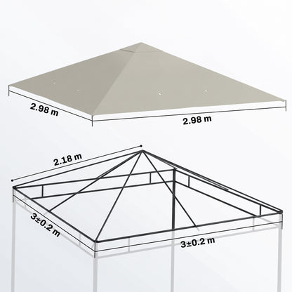 3 x 3(m) Gazebo Canopy Replacement, for 01-0867 - Light Grey