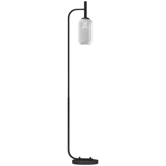 Floor Lamp for Living Room with Glass Lampshade, Modern Standing Lamp with Foot Switch for Bedroom, Bulb not Included