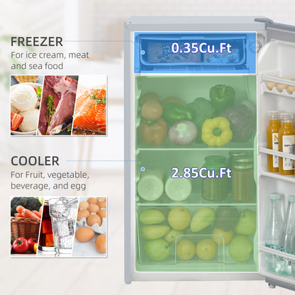 91 Litre Freestanding Under Counter Fridge Freezer, Small Fridge with Chiller Box, Adjustable Thermostat, 47.5cm Wide, Grey