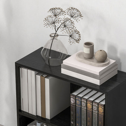 2 Tier Bookshelf, Low Bookcase with Adjustable Shelf, 2 Compartments for Home Office, Living Room, Study