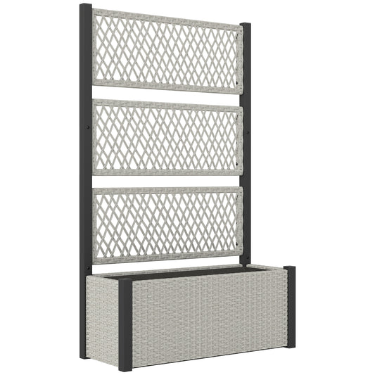 Garden Planter Box with Trellis, Liner for Climbing Plants, Vegetables, Flowers, 90 x 35 x 148 cm, Mixed-grey