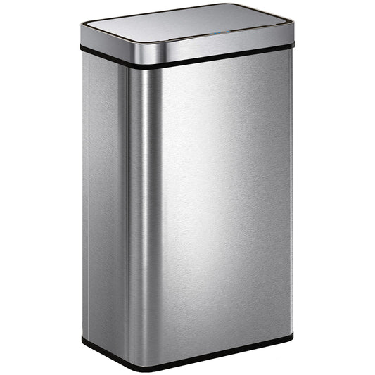 60 L Sensor Can, Sensor Bin with Soft-Close Lid, Fingerprint-Proof Stainless Steel, Silver Tone