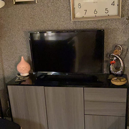 High Gloss Side Cabinet, Push-Open Design with 2 Drawers and 2 Cabinets for Living Room, 74H x 117W x 36Dcm