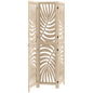 3 Panel Room Divider, Detachable Folding Privacy Screens with Palm Leaf Design for Home Office, Natural Wood Finish