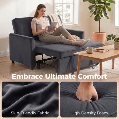 2 Seater Sofa Bed, 3-in-1 Convertible Pull Out Sleeper Sofa with Click-Clack Adjustable Backrest