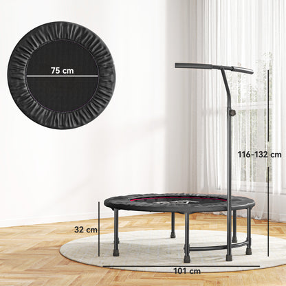 40" Fitness Trampoline with Adjustable Handle, Rebounder Trampoline, Mini Jumper for Indoor Exercise Workout