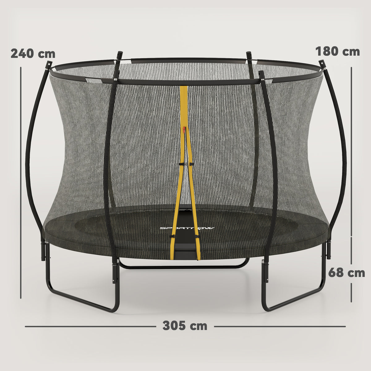 10ft Outdoor Trampoline with Enclosure Net, Spring Cover, Black