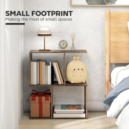 Side Table, Narrow End Table with Storage Shelves, S-Shaped, 3-Tier, 50W x 19.5D x 58H cm