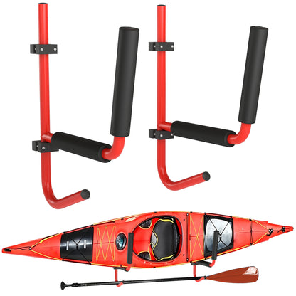 Kayak Canoe Heavy Duty Wall Mounted Storage Holder Rack Heavy Duty Storing Hangers Red
