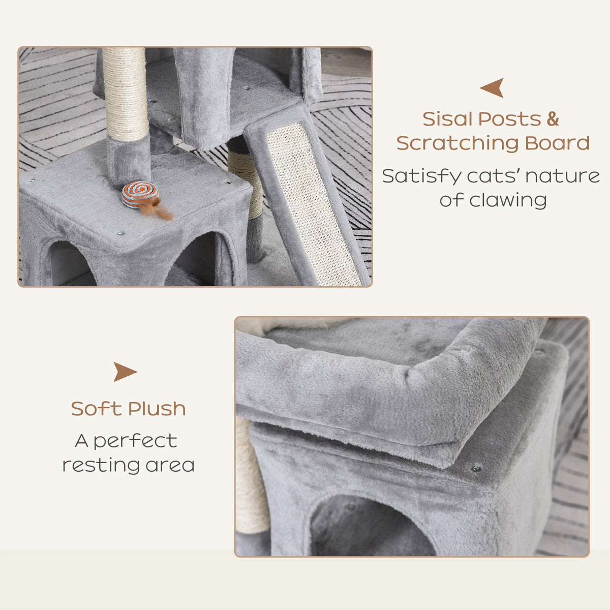 Cat Tree for Indoor Cats 81cm Cat Scratching Post Scratch Board Kitten Tower Climbing Frame Grey