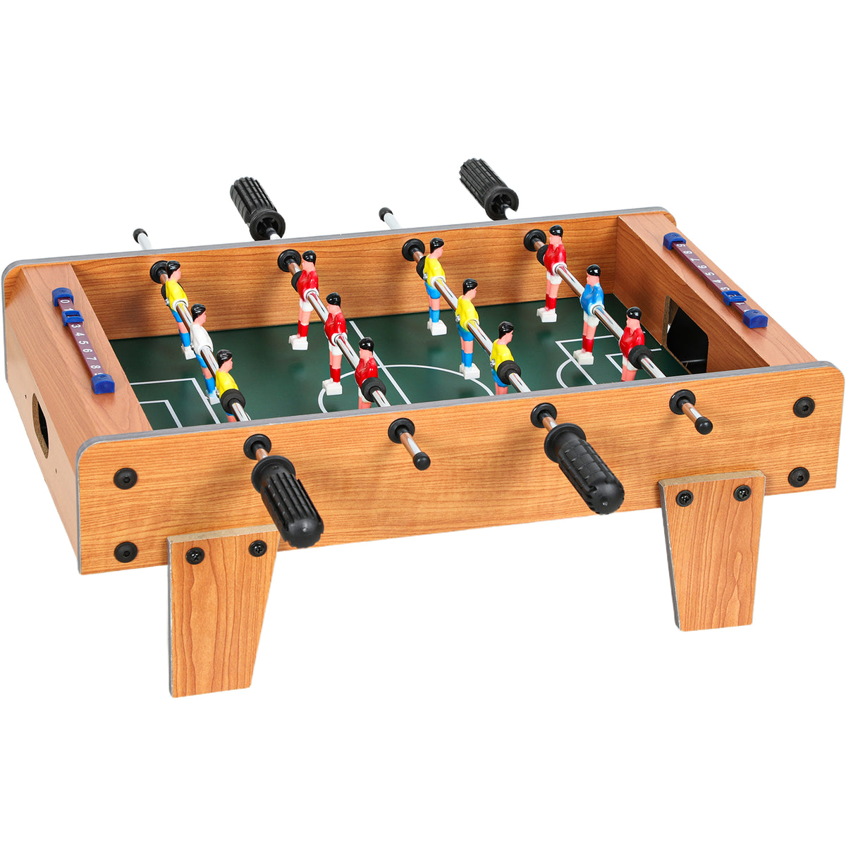 20 in Table-top Football Table with Stainless Steel Rods, Compact Foosball Table for Kids and Adults, All-Inclusive Foosball Game Set for Indoor, Nature Wood Finish