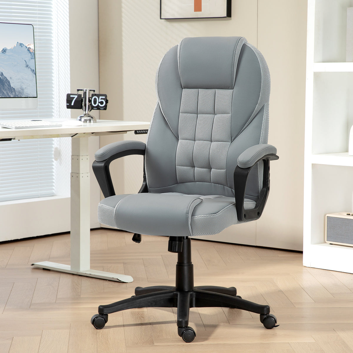 Faux Leather Office Chair - Grey