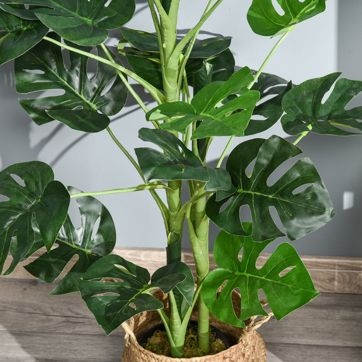 100cm/3.3FT Artificial Monstera Tree Decorative Cheese Plant 21 Leaves with Nursery Pot, Fake Tropical Palm Tree for Indoor Décor