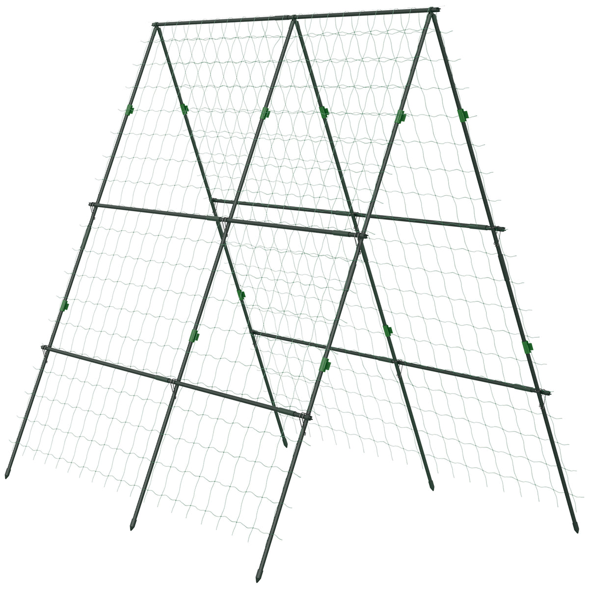 Garden Cucumber Trellis for Climbing Plants, A-Frame Trellis Plant Support with Climbing Net, DIY Adjustable Cucumber Support Frame for Raised Bed, Vegetables, Flowers, Fruit, Green