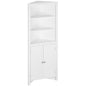 Triangle Bathroom Cabinet, Corner Bathroom Storage Unit with Cupboard and 3-Tier Shelves, Free Standing, White