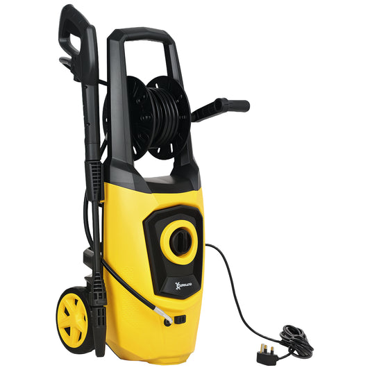 1800W High Pressure Washer, 150 Bar Pressure, 510 L/h Flow, High-Performance Portable Power Washer Jet Wash Cleaner with 6M Hose and Hose Reel for Garden, Car, Furniture, Yellow