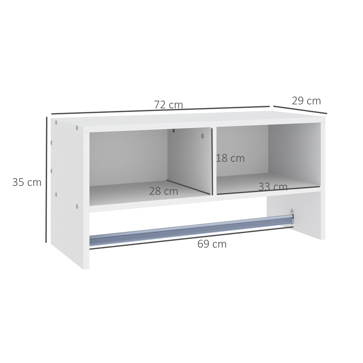 Wall Mounted Coat Hanger Hooks Rack Stand Hallway Coat Rack Rail & Storage Shelf Hanging Coat Organizer (White)